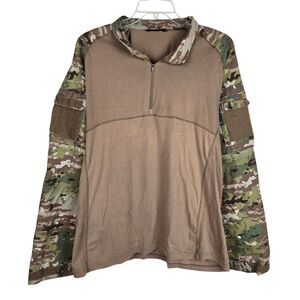 CQR Combat Shirt Mens 2XL Tan Desert Digital Camo Tactical Quarter Zip Pockets